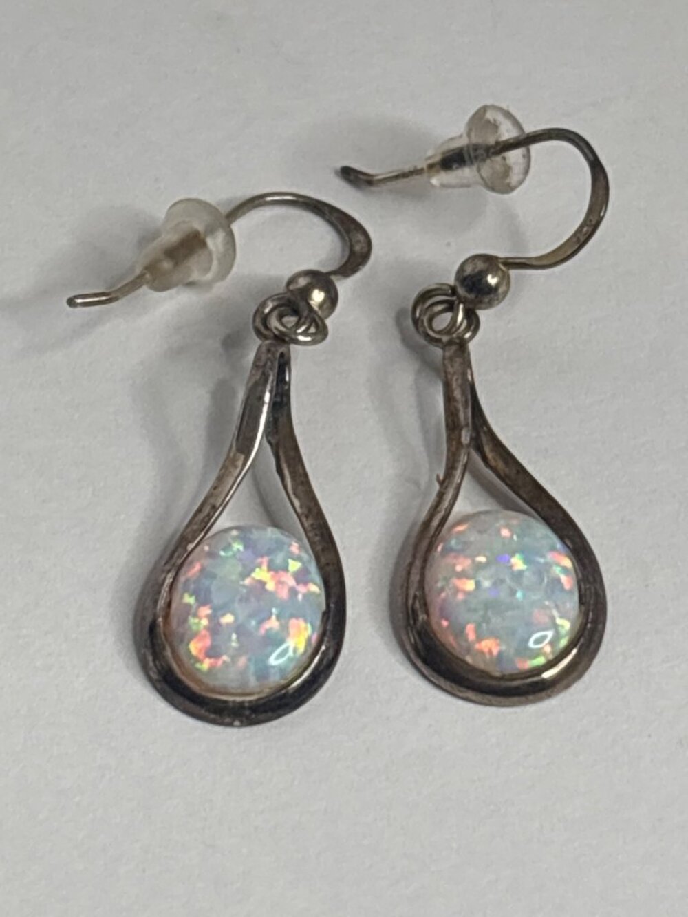Vintage Sterling Silver Fire Opal Dangle Earrings | Bridal Accessory